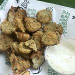 Fried Pickles at Big Mozz and Grillo’s ($10)<br/>